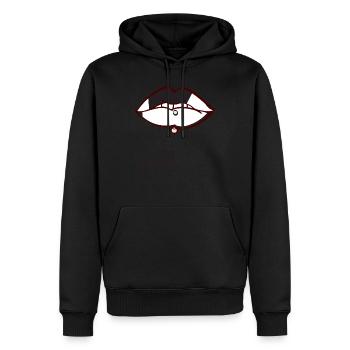 piercing & blood - Men’s Premium Organic Hoodie - black - Front - Nico (187cm)