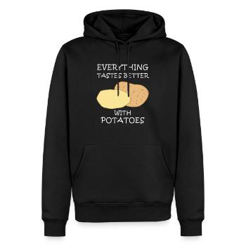 Leben mit Kartoffeln Lustiges Sprichwort Hobbykoch - Männer Premium Bio Hoodie - Schwarz - Vorne - Nico (187cm)