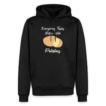 Manger des pommes de terre, dicton amusant, - Sweat à capuche Premium bio Homme - noir - Devant - Nico (187cm)