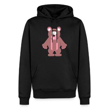 Kazou l'ours grognon - Sweat à capuche Premium bio Homme - noir - Devant - Nico (187cm)