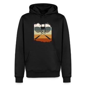 Badminton Retro Hobby Badminton Court - Men’s Premium Organic Hoodie - black - Front - Nico (187cm)