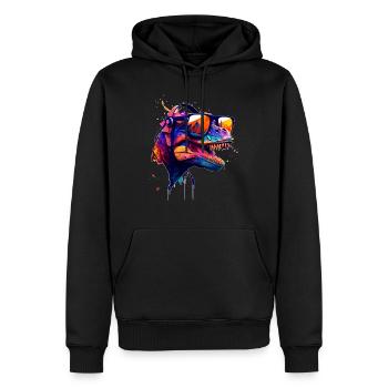 Party T-Rex couleurs vives avec des lunettes de soleil fraîches - Sweat à capuche Premium bio Homme - noir - Devant - Nico (187cm)