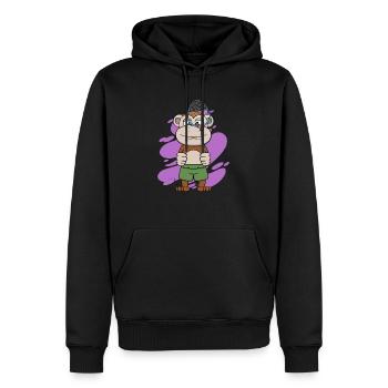 Joli singe jouant au badminton, Hobby Sports - Sweat à capuche Premium bio Homme - noir - Devant - Nico (187cm)