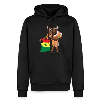 Sénégal Fan Taureau - Sweat à capuche Premium bio Homme - noir - Devant - Nico (187cm)