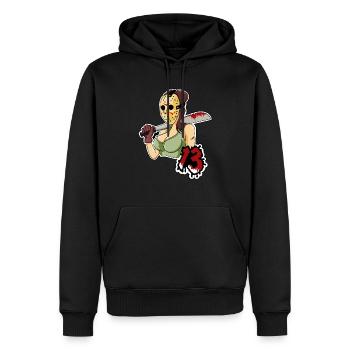 Lady 13 - Sweat à capuche Premium bio Homme - noir - Devant - Nico (187cm)