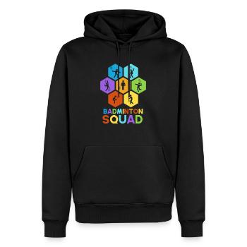 Retro-Badmintonspieler, Hobbysport, Federball - Männer Premium Bio Hoodie - Schwarz - Vorne - Nico (187cm)