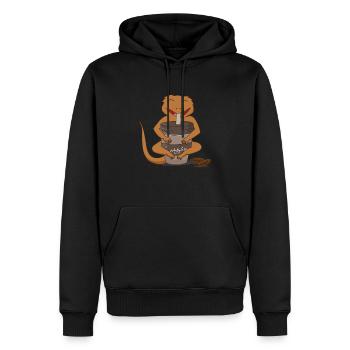 Süßer Haubengecko, Kaffee, Montag, müdes Büro - Männer Premium Bio Hoodie - Schwarz - Vorne - Nico (187cm)