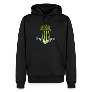 Sellerie, Gewichtheben, Bodybuilding, Lauch - Männer Premium Bio Hoodie - Schwarz - Vorne - Nico (187cm)