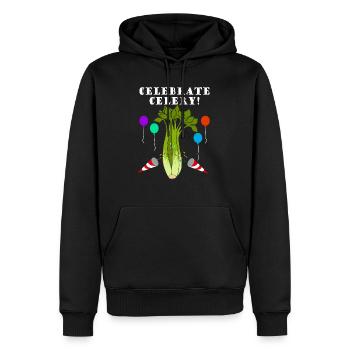 Feiern Sie Sellerie, gesundes Gemüse und Lauch - Männer Premium Bio Hoodie - Schwarz - Vorne - Nico (187cm)