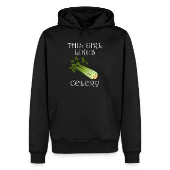 Une fille aime le céleri, les légumes, les - Sweat à capuche Premium bio Homme - noir - Devant - Nico (187cm)