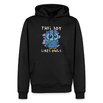 Un garçon aime la vie sauvage, les oiseaux, la - Sweat à capuche Premium bio Homme - noir - Devant - Nico (187cm)