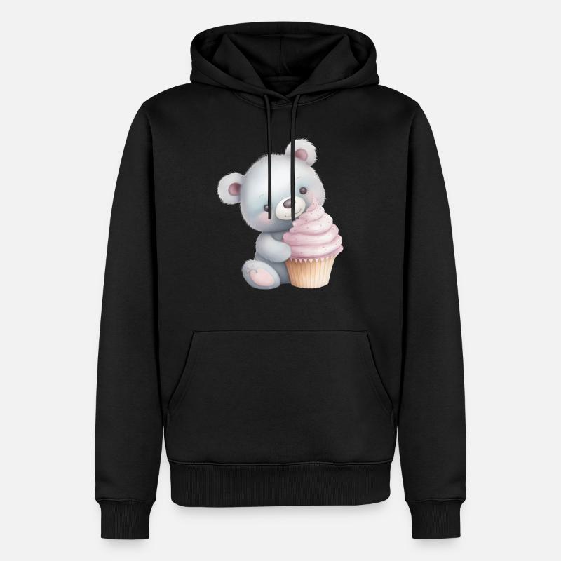 Teddy Bär Cupcake - Männer Premium Bio Hoodie - Schwarz