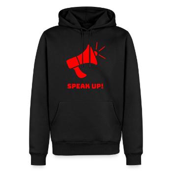 Sagen Sie, was Sie denken - Männer Premium Bio Hoodie - Schwarz - Vorne - Nico (187cm)