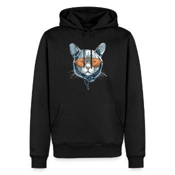 Die Katze mit Brille - Männer Premium Bio Hoodie - Schwarz - Vorne - Nico (187cm)