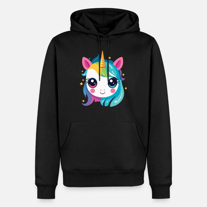 Une licorne arc-en-ciel - Sweat à capuche Premium bio Homme - noir