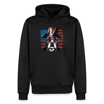 Chien patriotique Drapeau américain Patriote - Sweat à capuche Premium bio Homme - noir - Devant - Nico (187cm)