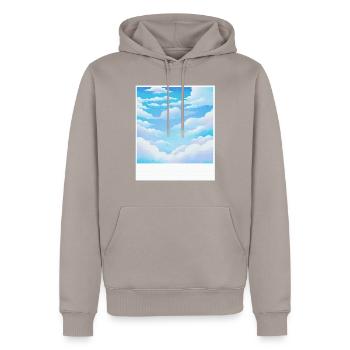 Chill - Men’s Premium Organic Hoodie - taupe - Front - Nico (187cm)