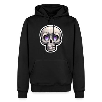 Schädel-Schabernack: Cartoon-Totenkopf - Männer Premium Bio Hoodie - Schwarz - Vorne - Nico (187cm)