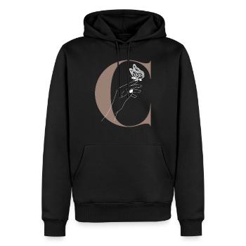 lettre C papillon magique - Sweat à capuche Premium bio Homme - noir - Devant - Nico (187cm)