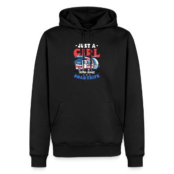Roadtrip-Mädchen liebt Roadtrips - Männer Premium Bio Hoodie - Schwarz - Vorne - Nico (187cm)