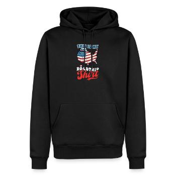 Roadtrip Das ist mein Roadtrip Outfit - Männer Premium Bio Hoodie - Schwarz - Vorne - Nico (187cm)