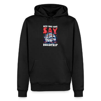 Roadtrip Hat jemand Roadtrip gesagt? - Männer Premium Bio Hoodie - Schwarz - Vorne - Nico (187cm)
