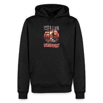 Roadtrip Wir sind Trippin - Männer Premium Bio Hoodie - Schwarz - Vorne - Nico (187cm)