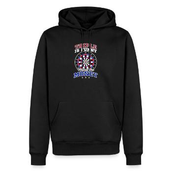 Dart Tripple Ist Lustig Verdient Geld - Männer Premium Bio Hoodie - Schwarz - Vorne - Nico (187cm)