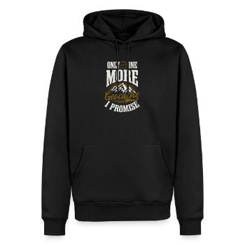 Geocaching nur noch ein Cache verspreche ich - Männer Premium Bio Hoodie - Schwarz - Vorne - Nico (187cm)