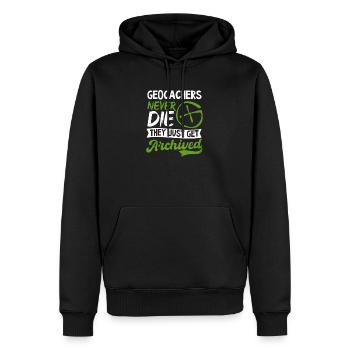 Les cachers de géocaching ne meurent jamais Archivé - Sweat à capuche Premium bio Homme - noir - Devant - Nico (187cm)