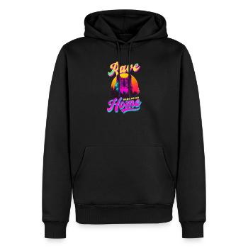 Edm Rave Rave Hard Go Home - Men’s Premium Organic Hoodie - black - Front - Nico (187cm)