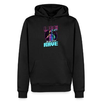 Edm Rave Life Begins First Rave - Men’s Premium Organic Hoodie - black - Front - Nico (187cm)