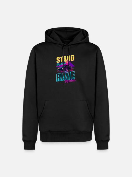 Edm Rave Stand Rave Together Synthwave - Sweat à capuche Premium bio Homme - noir