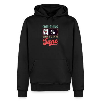 Le couponer couponer le vin me garde sain d’ - Sweat à capuche Premium bio Homme - noir - Devant - Nico (187cm)
