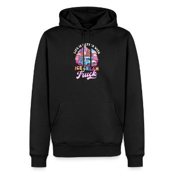 Le vendeur de crème glacée est meilleur avec un camion de crème glacée - Sweat à capuche Premium bio Homme - noir - Devant - Nico (187cm)