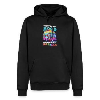 Vendeur de crème glacée Bonne humeur Sponsorisé par Ice Cream - Sweat à capuche Premium bio Homme - noir - Devant - Nico (187cm)