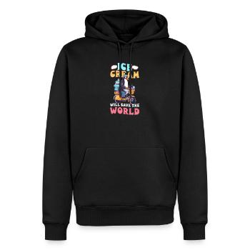 Vendeur de crème glacée Ice Cream Save World - Sweat à capuche Premium bio Homme - noir - Devant - Nico (187cm)