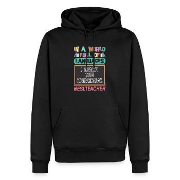 Enseignant d’anglais langue seconde |Langue anglaise |Pour les enseignants d’anglais langue seconde - Sweat à capuche Premium bio Homme - noir - Devant - Nico (187cm)