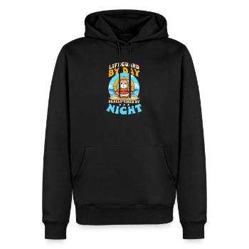 Sauveteur sauveteur le jour fatigué la nuit - Sweat à capuche Premium bio Homme - noir - Devant - Nico (187cm)