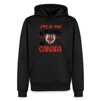 Je peux pas cadeau voyage au canada homme femme - Sweat à capuche Premium bio Homme - noir - Devant - Nico (187cm)