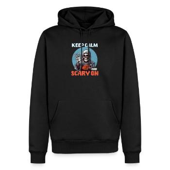 Football Halloween Restez calme et effrayant - Sweat à capuche Premium bio Homme - noir - Devant - Nico (187cm)