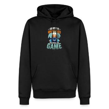 Fußball Halloween Tut mir leid, was ich während des Spiels gesagt habe - Männer Premium Bio Hoodie - Schwarz - Vorne - Nico (187cm)