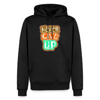 Geben Sie niemals auf - Männer Premium Bio Hoodie - Schwarz - Vorne - Nico (187cm)