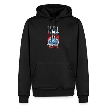 Infirmière d’Halloween Je vais te traiter - Sweat à capuche Premium bio Homme - noir - Devant - Nico (187cm)