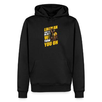 Poteau de monteur de lignes Comme nous ou non, nous vous allumons - Sweat à capuche Premium bio Homme - noir - Devant - Nico (187cm)