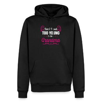 Est-ce que je n’ai pas l’air trop jeune pour être grand-mère? - Sweat à capuche Premium bio Homme - noir - Devant - Nico (187cm)