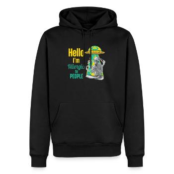 Bonjour, je suis allergique à l’allergie humaine - Sweat à capuche Premium bio Homme - noir - Devant - Nico (187cm)