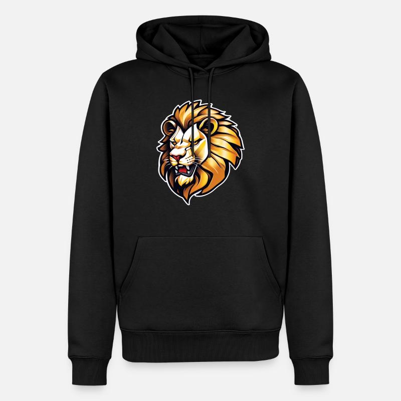 tete de lion - Sweat à capuche Premium bio Homme - noir