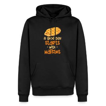 Ein Guter Tag Beginnt Mit Waffeln Und Bequemen - Männer Premium Bio Hoodie - Schwarz - Vorne - Nico (187cm)