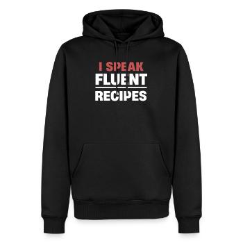 Je parle couramment Recettes livre de cuisine culinaire - Sweat à capuche Premium bio Homme - noir - Devant - Nico (187cm)